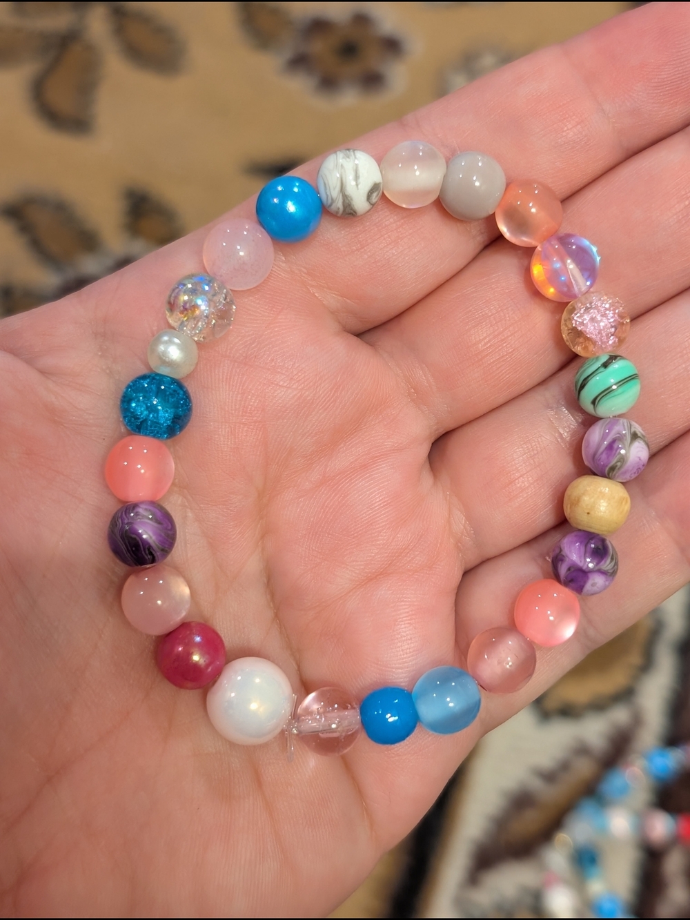 Multicolor Beaded Stretch Bracelet - Pastel & Bright Mix